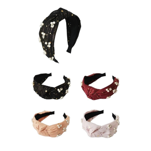 PEARL DECOR KNOT HEADBAND 809-8A (12PC)