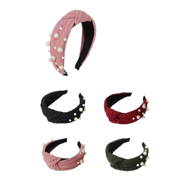 Fabric Twist Pearl Headband  HB809-3 (12PC)