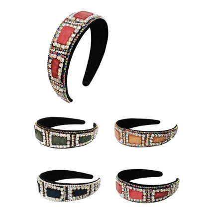 MULTI SQUARE STONE VINTAGE STYLED HEADBAND HB1012-28