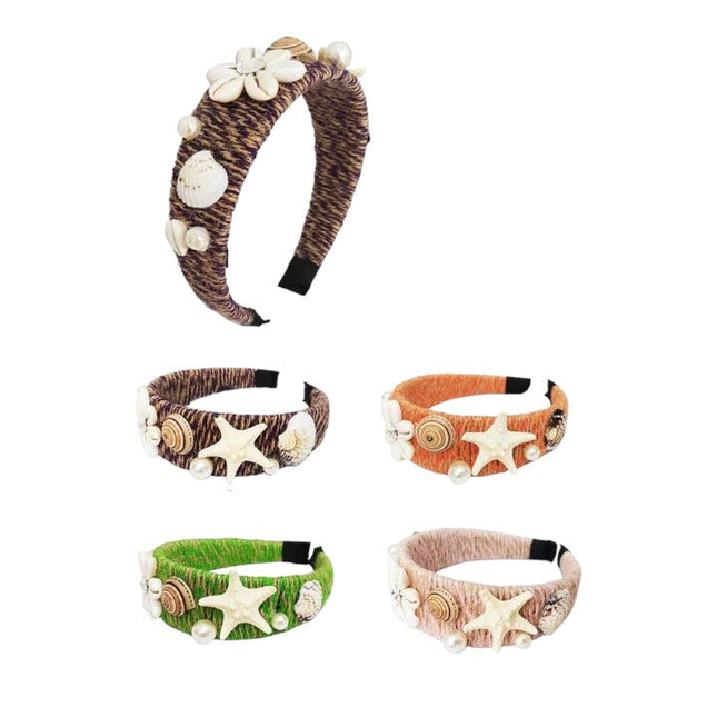 Boho Starfish N Shell Decor Headband HB1012-23 (12PC)