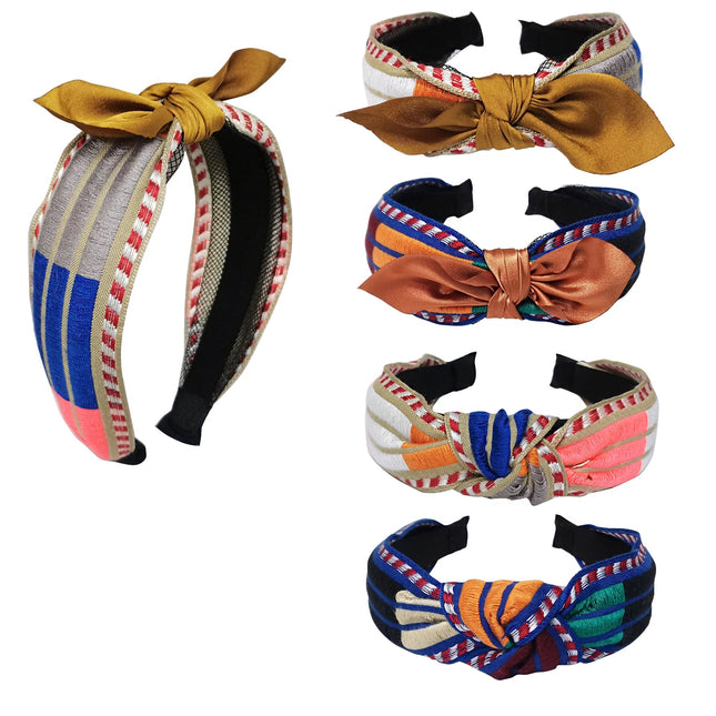 Boho Braided Top Knot Wooven Headband HB3317-1 (12PC)