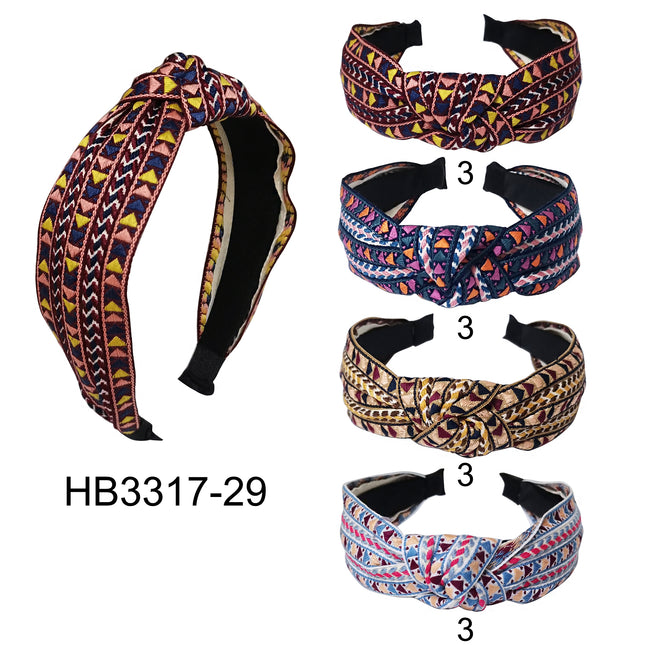 BOHO PATTERN WOOVEN HEADBAND 3317-29 (12PC)