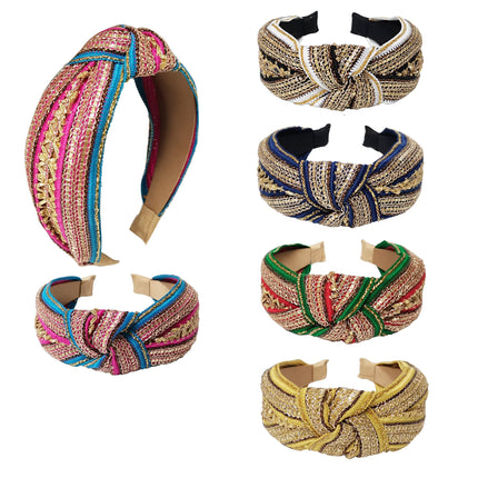 BOHO BRAIDED WOOVEN HEADBAND 3317-8 (12PC)