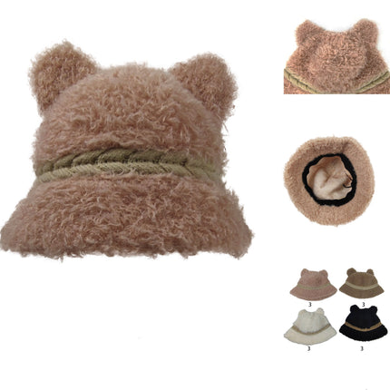 Women's Cute Ear Fluffy Bucket Hat HT3104-4 (12PC)