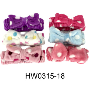 CUTE DOT RIBBON SPA HEADWRAP 0315-18 (12PC)