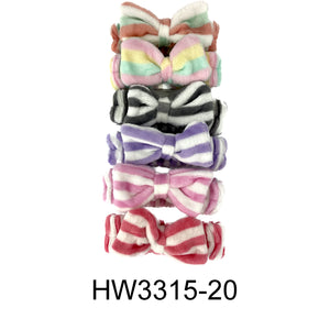CUTE STRIPE PATTERN RIBBON SPA HEADWRAP 0315-20 (12PC)