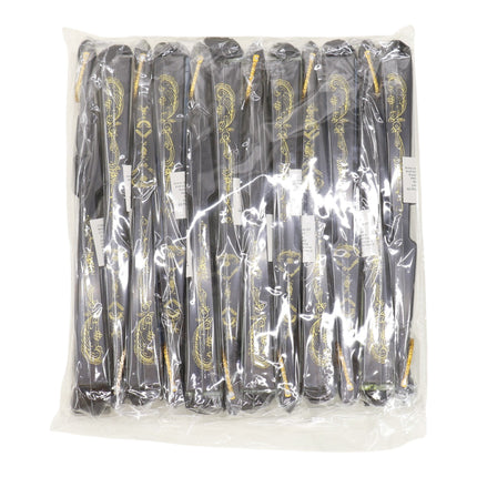 Black Floral Lace Trim Hand Held Folding Fan JF6323-5 (12PC)