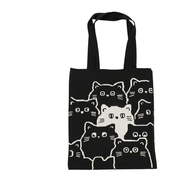 Cute Cat Pattern Knitted Tote Shoulder Bag JB6113-2 (12PC)