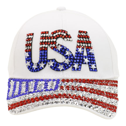 American Flag Rhinestone Studded CAP HA6323-6 (12PC)
