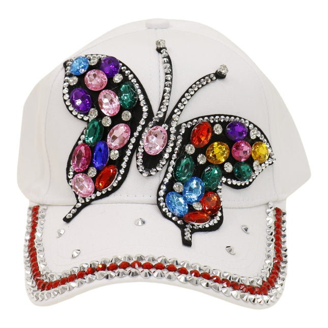 Bling Rhinestone Rainbow Butterfly Baseball Cap HA6323-32 (12PC)