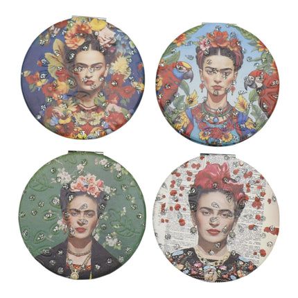 Frida Kahlo Glitter Circular Compact Makeup Mirror JM6423-29 (12PC)