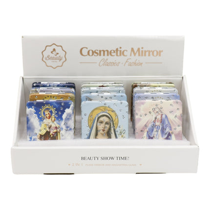 Religious Rectangular Glitter Compact Makeup Mirror JM6423-2 (12PC)