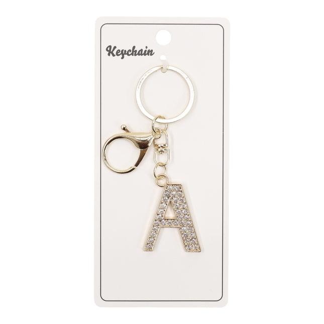 Rhinestone Alphabet Initial Letter Key Chain SS51011-32 (12PC)