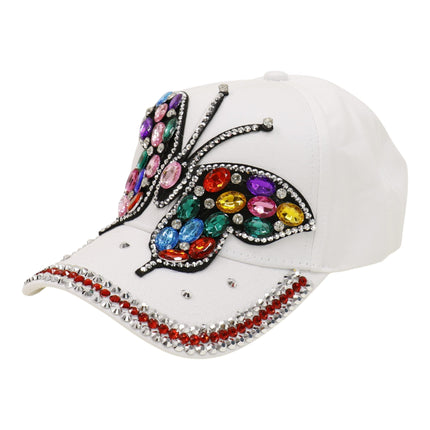 Bling Rhinestone Rainbow Butterfly Baseball Cap HA6323-32 (12PC)