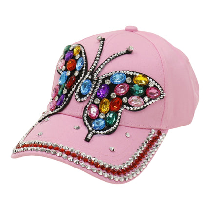 Bling Rhinestone Rainbow Butterfly Baseball Cap HA6323-32 (12PC)