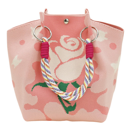 Rose Pattern Women's Knitted Bucket Bag JB6316-2 (12PC)