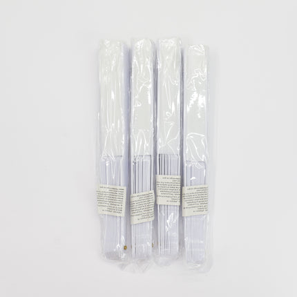 White On White Hand Held Folding Fan JF6323-19 (12PC)