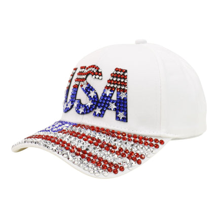 American Flag Rhinestone Studded CAP HA6323-6 (12PC)