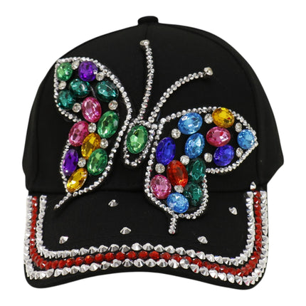 Bling Rhinestone Rainbow Butterfly Baseball Cap HA6323-32 (12PC)