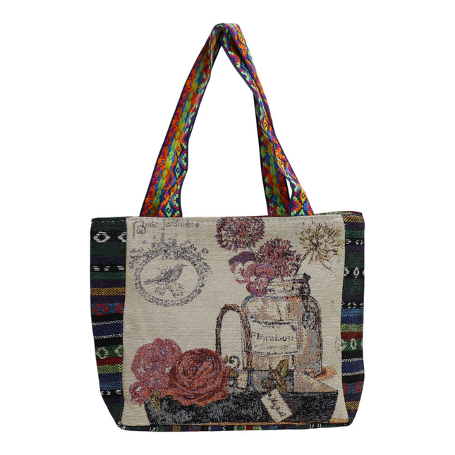 Bird Flower Embroidery Small Tote Shoulder Bag BG4107-16 (12PC)