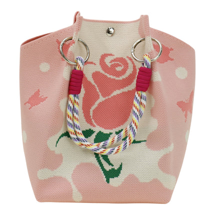 Rose Pattern Women's Knitted Bucket Bag JB6316-2 (12PC)