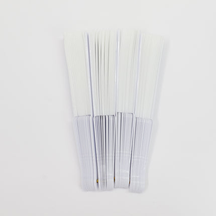 White On White Hand Held Folding Fan JF6323-19 (12PC)