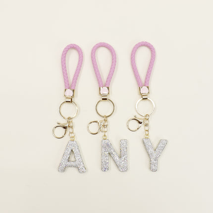 Rhinestone Alphabet Initial Letter Key Chain SS51011-40 (12PC)