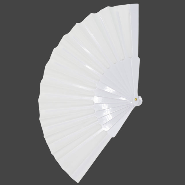 White On White Hand Held Folding Fan JF6323-19 (12PC)