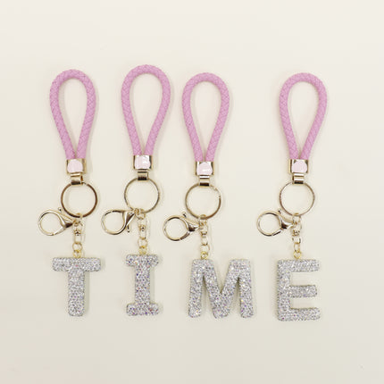 Rhinestone Alphabet Initial Letter Key Chain SS51011-40 (12PC)