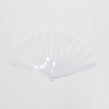 White On White Hand Held Folding Fan JF6323-19 (12PC)