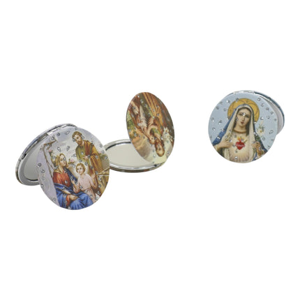 Religious Glitter Circular Compact Makeup Mirror JM6423-1 (12PC)