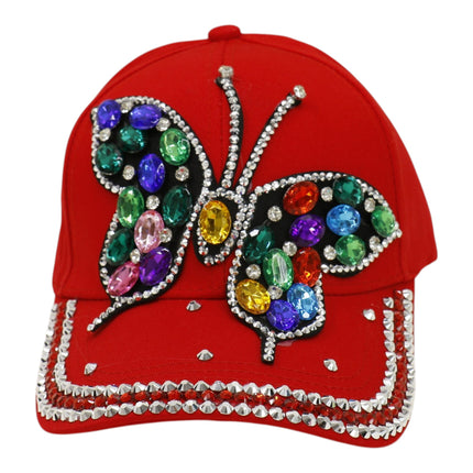 Bling Rhinestone Rainbow Butterfly Baseball Cap HA6323-32 (12PC)