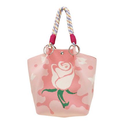 Rose Pattern Women's Knitted Bucket Bag JB6316-2 (12PC)