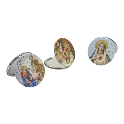 Religious Glitter Circular Compact Makeup Mirror JM6423-1 (12PC)