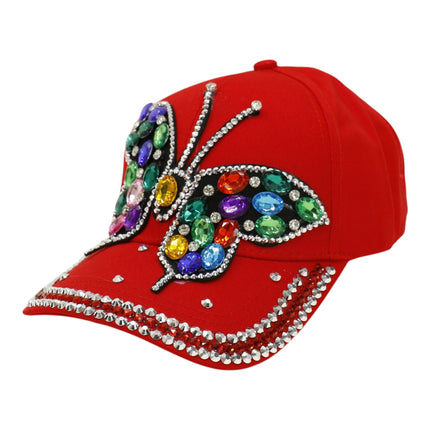 Bling Rhinestone Rainbow Butterfly Baseball Cap HA6323-32 (12PC)