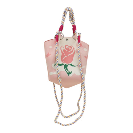 Rose Pattern Women's Knitted Bucket Bag JB6316-2 (12PC)