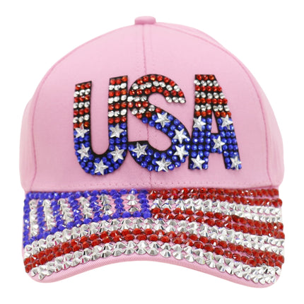 American Flag Rhinestone Studded CAP HA6323-6 (12PC)