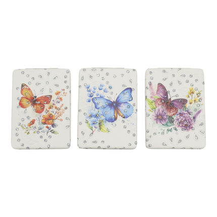 Butterfly Floral Rectangular Glitter Compact Makeup Mirror JM6423-16 (12PC)