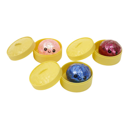 Mini Glitter Gel Bead Squishy Dumpling With Steamer SQ6606-3 (12PC)