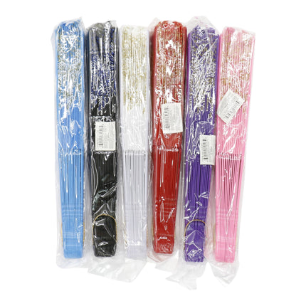 Colorful Butterfly Floral Glitter Handheld Folding Fan FNSZ-01 (12PC)