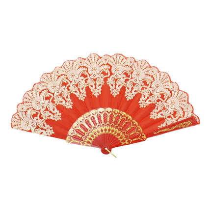 Colorful Gold Floral Glitter Handheld Folding Fan FN161AA (12PC)