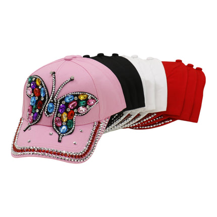 Bling Rhinestone Rainbow Butterfly Baseball Cap HA6323-32 (12PC)