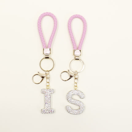 Rhinestone Alphabet Initial Letter Key Chain SS51011-40 (12PC)