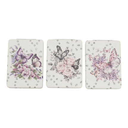 Butterfly Floral Rectangular Glitter Compact Makeup Mirror JM6423-16 (12PC)