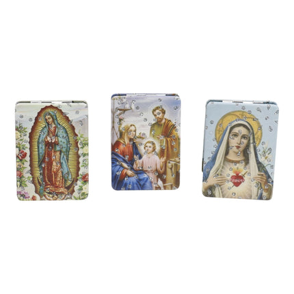 Religious Rectangular Glitter Compact Makeup Mirror JM6423-2 (12PC)