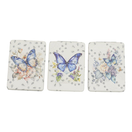 Butterfly Floral Rectangular Glitter Compact Makeup Mirror JM6423-16 (12PC)