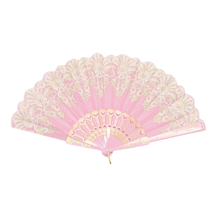 Colorful Gold Floral Glitter Handheld Folding Fan FN161AA (12PC)