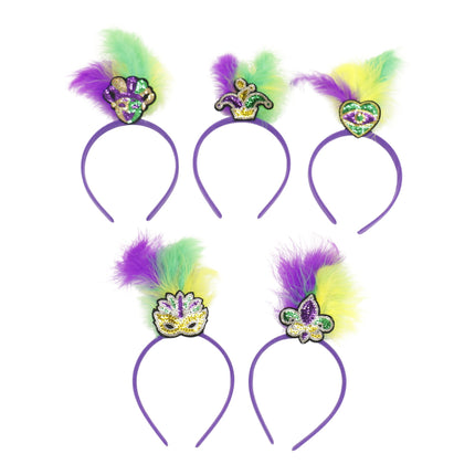 Mardi Gras Party Sequin Feather Headband SS51109-12(12PC)