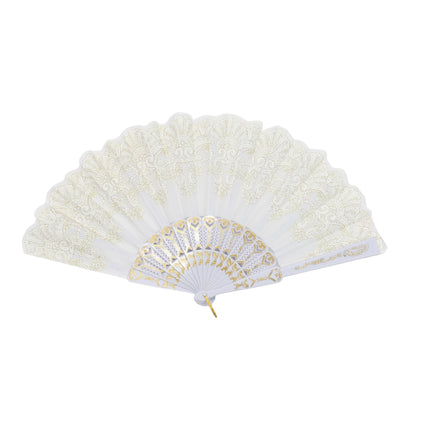 Colorful Gold Floral Glitter Handheld Folding Fan FN161AA (12PC)