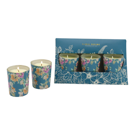 Floral dreams Glass Jar Candle Gift Set with Triangle Box SS51016-32 (12Pack)